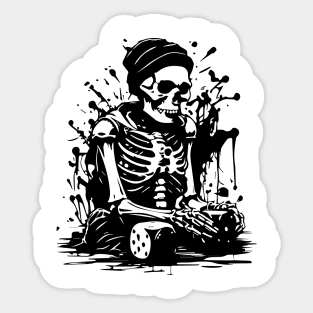 skeleton play dice Sticker